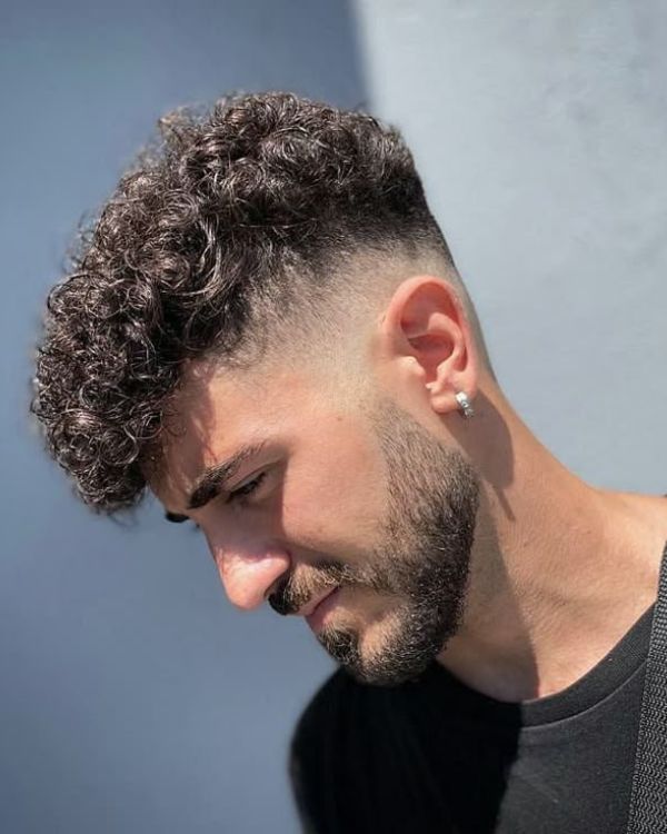 Messy Curly Hair Fade cut